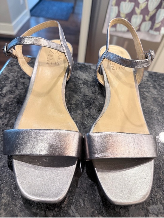 Naturalizer Shoes - Naturalizer Ivy Metallic Silver Ankle-Strap Sandals